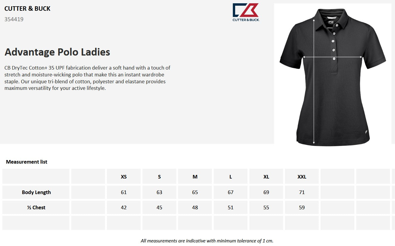 Cutter & Buck Advantage Ladies Polo Shirt | Breathable Wicking Activewear | 13 Colours | XS-2XL