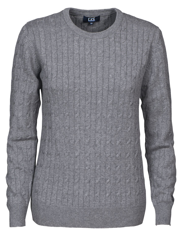 Cutter & Buck Blakely Ladies Crewneck Knitwear | Cable Knit Cotton Jumper | 4 Colours | XS-3XL