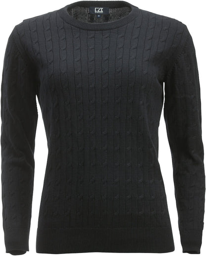 Cutter & Buck Blakely Ladies Crewneck Knitwear | Cable Knit Cotton Jumper | 4 Colours | XS-3XL