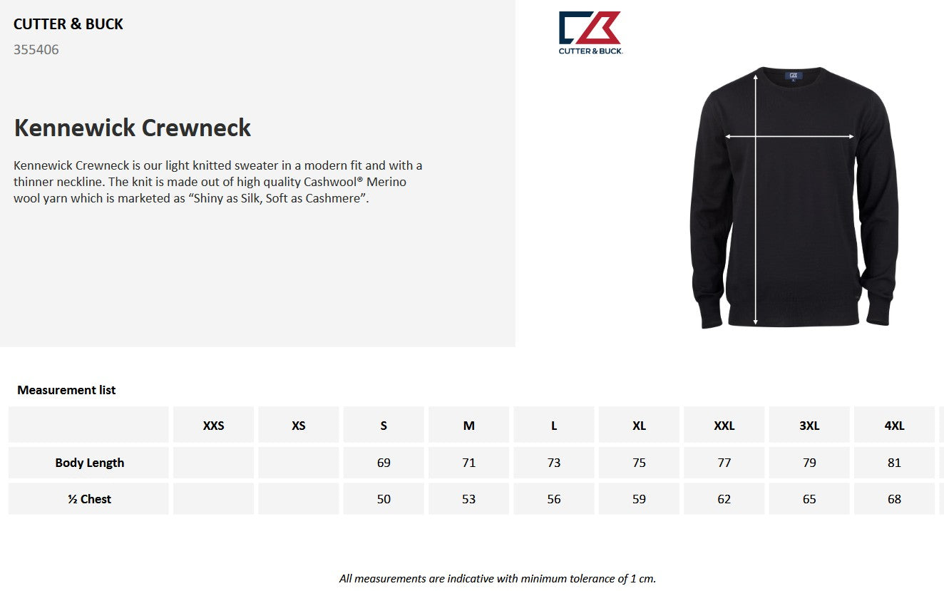 Cutter & Buck Kennewick Mens Crewneck Jumper | 100% Merino Wool Knitwear | 6 Colours | S-4XL