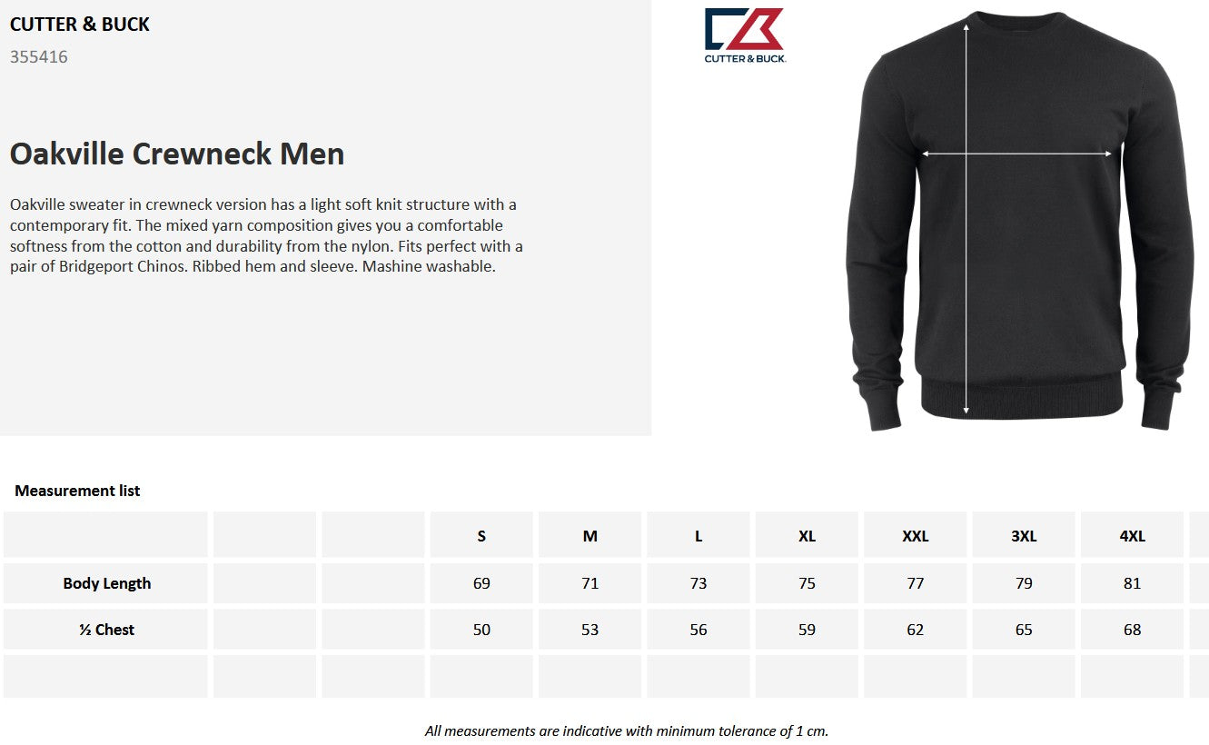 Cutter & Buck Oakville Mens Crewneck Jumper | Soft Cotton-Rich Knitwear | 6 Colours | S-4XL