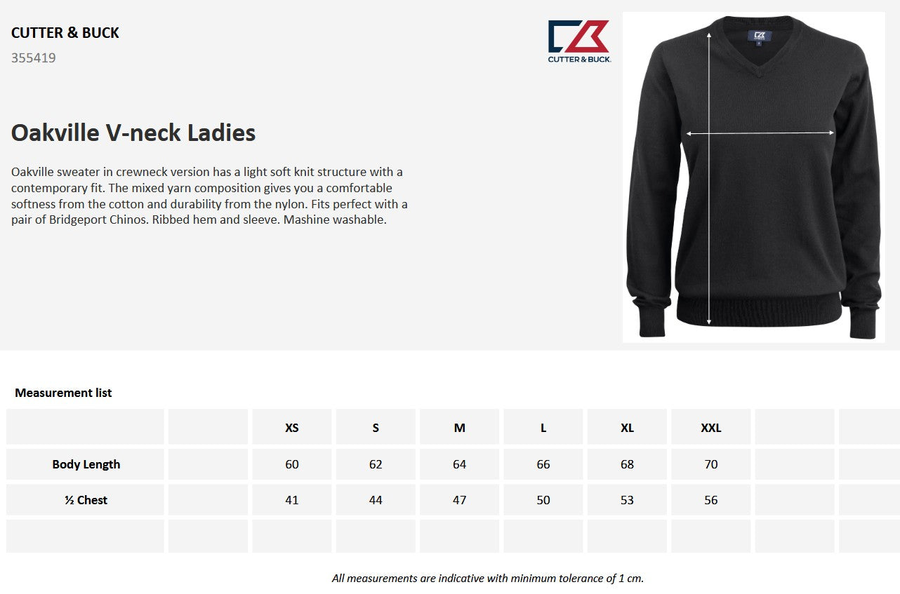 Cutter & Buck Oakville Ladies V-Neck Jumper | Soft Cotton-Rich Knitwear | 6 Colours | XS-2XL