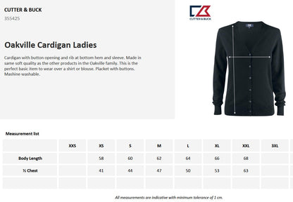 Cutter & Buck Oakville Ladies Cardigan | Soft Cotton-Rich Knitwear | Navy or Black | XS-2XL