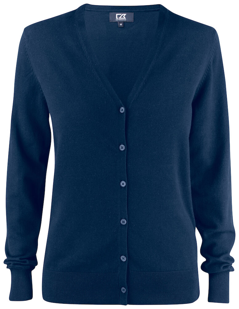 Cutter & Buck Oakville Ladies Cardigan | Soft Cotton-Rich Knitwear | Navy or Black | XS-2XL