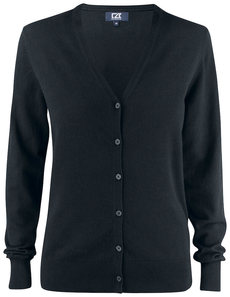 Cutter & Buck Oakville Ladies Cardigan | Soft Cotton-Rich Knitwear | Navy or Black | XS-2XL