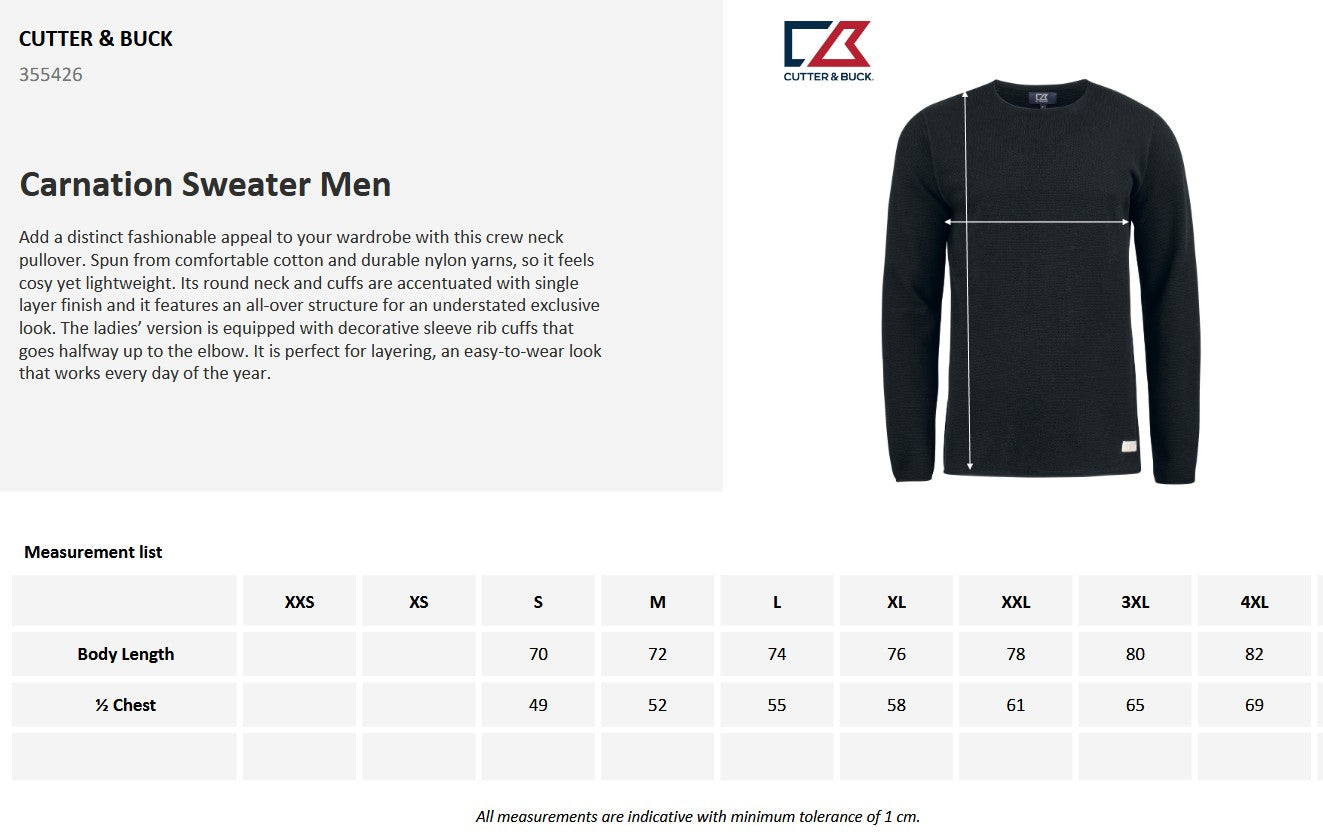 Cutter & Buck Carnation Mens Crewneck Jumper | Soft Cotton-Rich Knitwear | 6 Colours | S-4XL