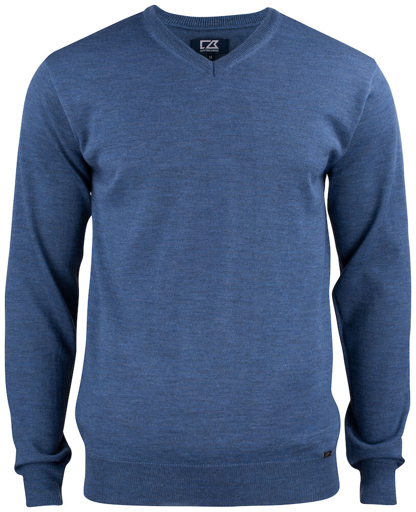 Cutter & Buck Everett Mens V-Neck Jumper | 100% Merino Wool Knitwear | 6 Colours | S-3XL