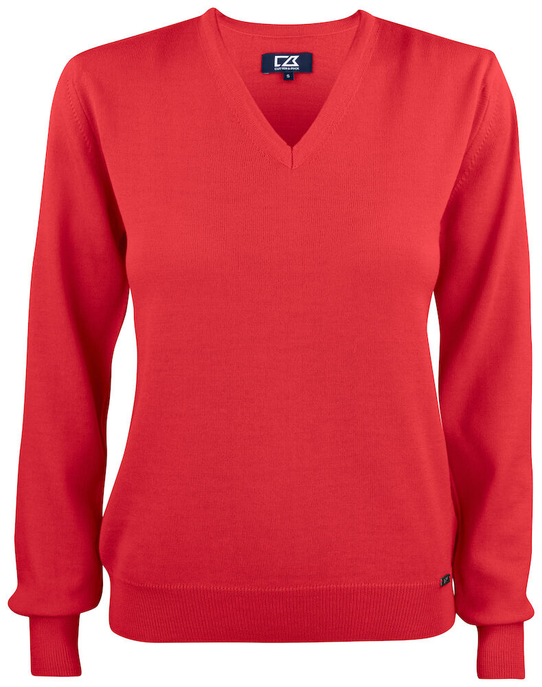 Cutter & Buck Everett Ladies V-Neck Jumper | 100% Merino Wool Knitwear | 6 Colours | S-2XL