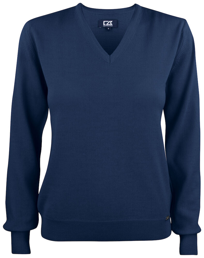 Cutter & Buck Everett Ladies V-Neck Jumper | 100% Merino Wool Knitwear | 6 Colours | S-2XL