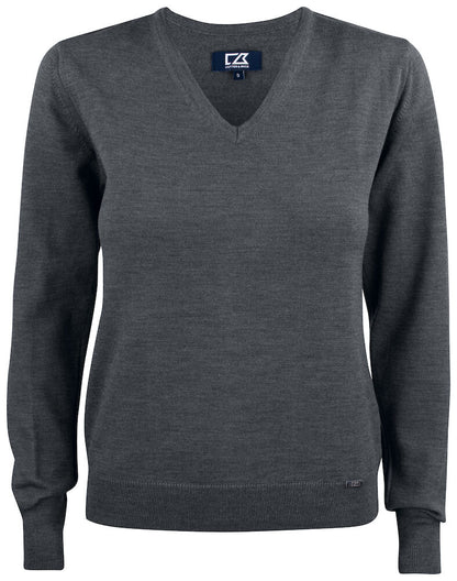 Cutter & Buck Everett Ladies V-Neck Jumper | 100% Merino Wool Knitwear | 6 Colours | S-2XL