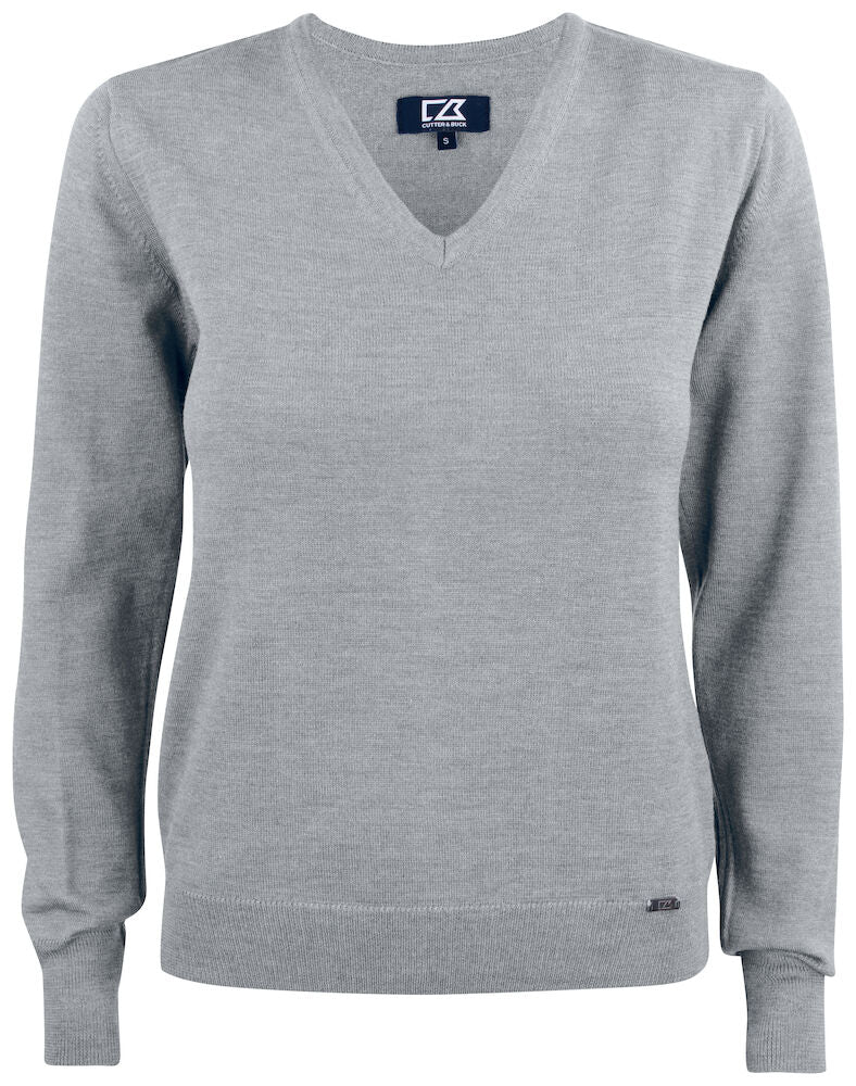 Cutter & Buck Everett Ladies V-Neck Jumper | 100% Merino Wool Knitwear | 6 Colours | S-2XL