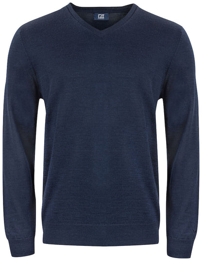 Cutter & Buck Vernon Mens V-Neck Jumper | Merino Wool Blend Knitwear | 3 Colours | S-4XL