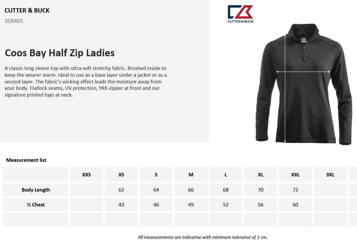 Cutter & Buck Coos Bay Ladies Quarter Zip Sweatshirt | Wicking Activewear | 4 Colours | XS-2XL