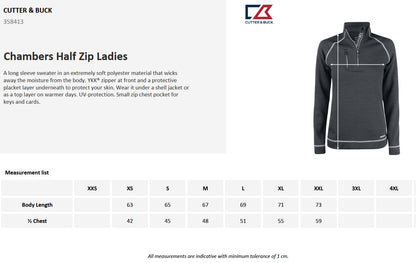 Cutter & Buck Chambers Ladies Quarter Zip Sweatshirt | Wicking Activewear | 3 Colours | XS-2XL