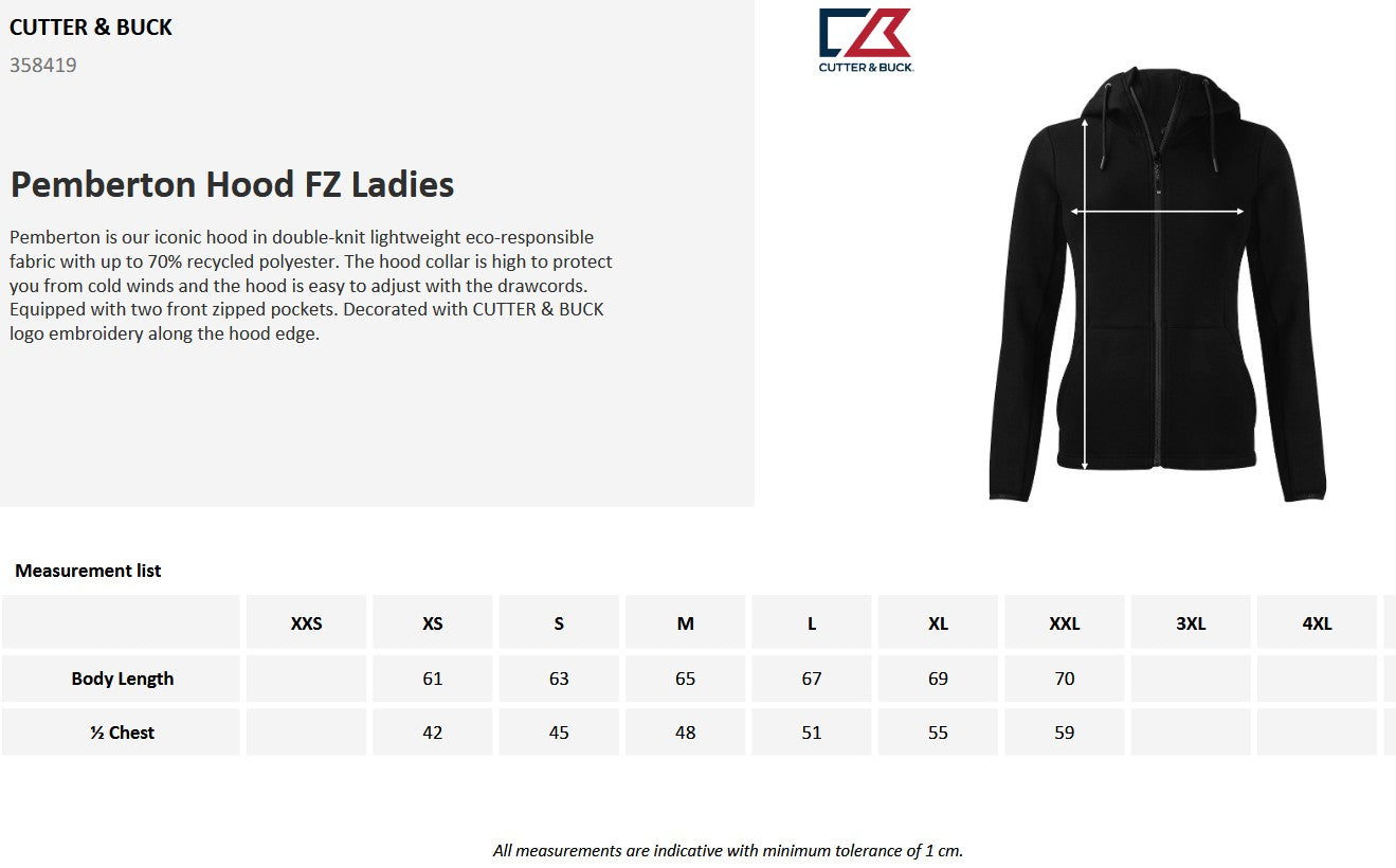 Cutter & Buck Pemberton Ladies Hoodie | Heavyweight Zip-Up Hooded Jacket | 7 Colours | XS-2XL