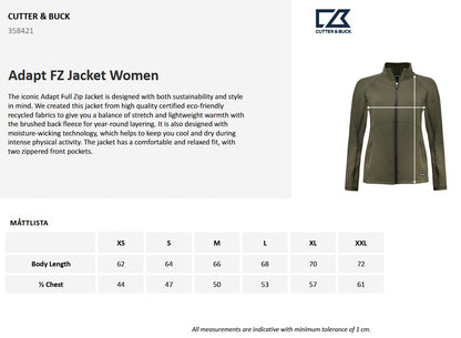 Cutter & Buck Adapt Ladies Full Zip Sweatshirt | Breathable Activewear | 4 Colours | XS-2XL