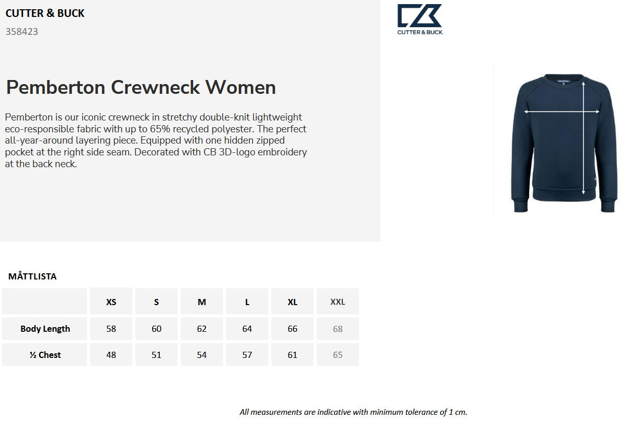 Cutter & Buck Pemberton Ladies Crewneck Sweatshirt | Stretch Sweater | 4 Colours | XS-2XL