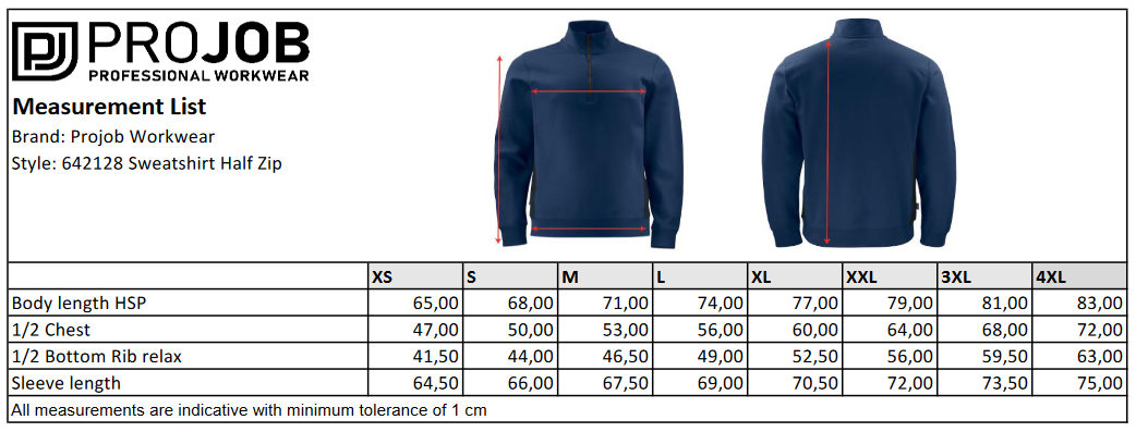 ProJob Mens Half-Zip Sweatshirt | Heavyweight Sweater | Hi Vis Option | 7 Colours | XS-4XL - Sweatshirt - Logo Free Clothing