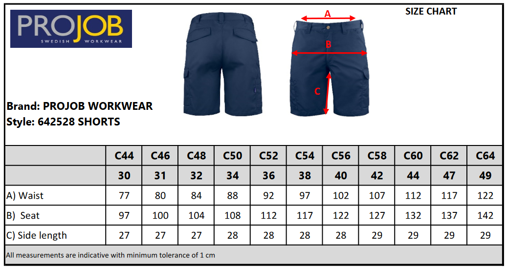 ProJob 7 Pocket Mens Lightweight Shorts | Flat Fronted | Unpleated | 7 Colours | S-6XL