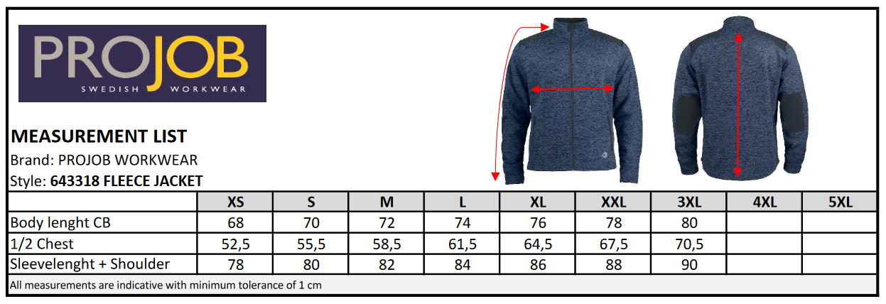 ProJob Mens Fleece Jacket | Extra Heavyweight Fleece | Reinforced Patches | 4 Colours | XS-4XL