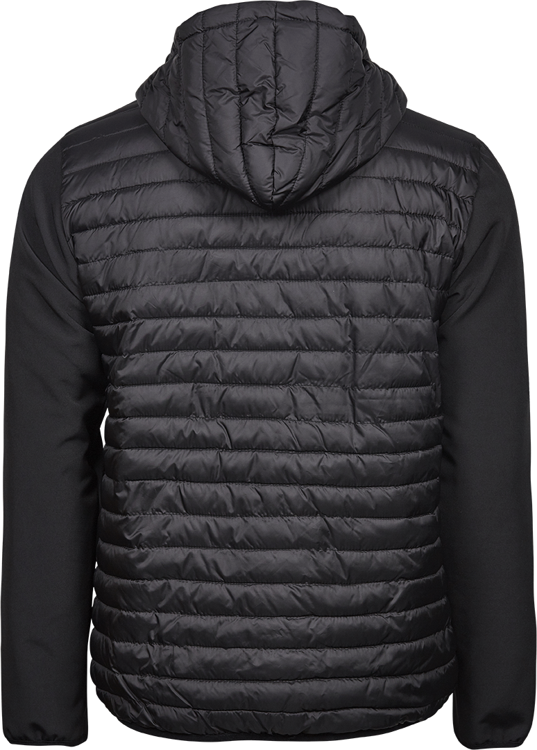 Tee Jays Mens Hooded Crossover Jacket | Showerproof Puffer | Softshell Panels | Black | S-3XL - Summer Jacket - Logo Free Clothing