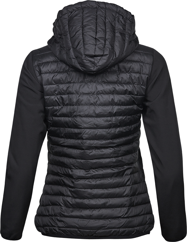 Tee Jays Ladies Hooded Crossover Jacket | Showerproof Puffer | Softshell Panels | Black | S-3XL - Summer Jacket - Logo Free Clothing