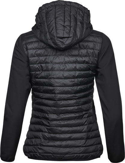 Tee Jays Ladies Hooded Crossover Jacket | Showerproof Puffer | Softshell Panels | Black | S-3XL - Summer Jacket - Logo Free Clothing