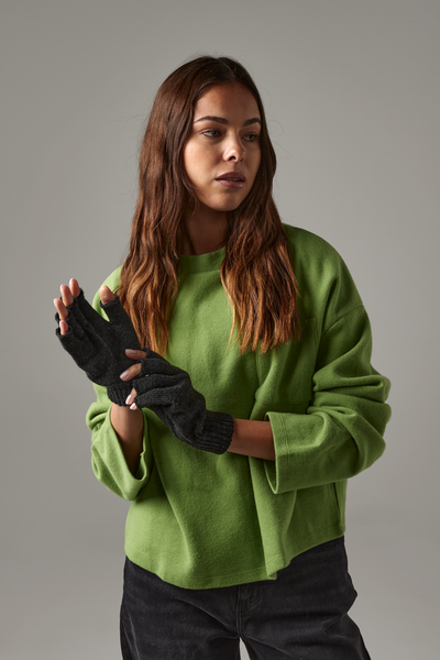 Beechfield Fingerless Gloves | Unisex | Ribbed Cuffs | Black or Grey | S-XL