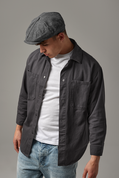 Beechfield Heritage Baker Boy Cap | Unisex | Herringbone | Fully Lined | Navy or Grey | S-XL