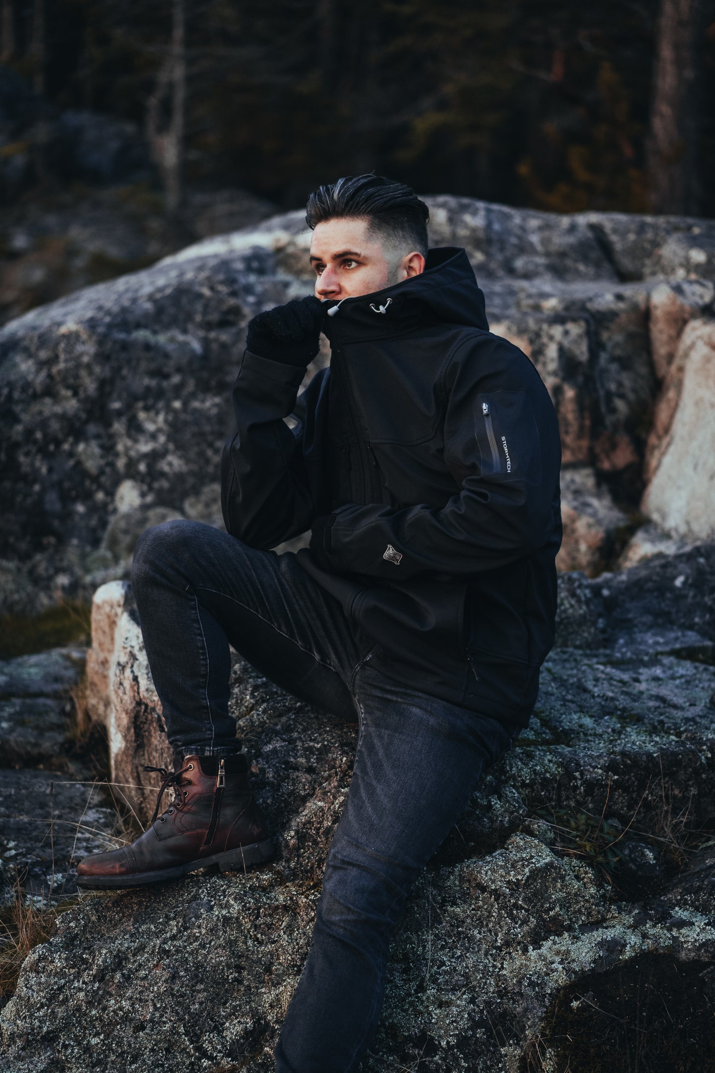 Stormtech Men's Epsilon H2Xtreme Shell Jacket | Waterproof | Breathable | Hooded Softshell | Black | S-5XL