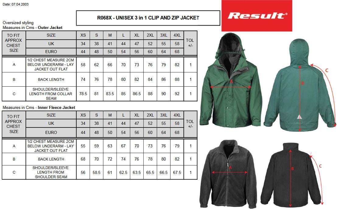 Result 3-In-1 Zip and Clip Jacket | Unisex | Detachable Layer | Waterproof | Hood | 4 Colours | XS-4XL