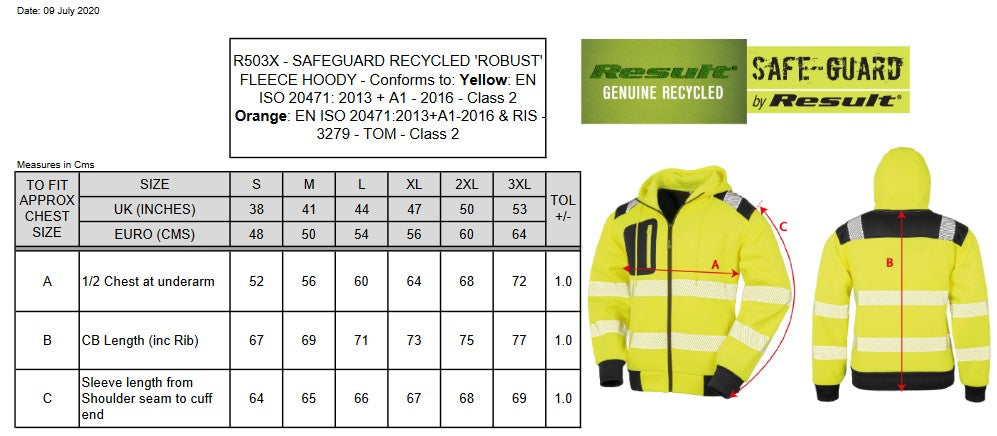 Result Recycled Zip Hoodie | Unisex | Sustainable | Recycled | Fluorescent | Hi Vis | S-4XL