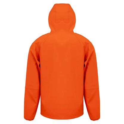 Result Recycled 3-Layer Hooded Softshell Jacket in Orange and Navy, back view