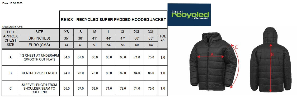 Result Recycled Hooded Padded Parka Jacket | Showerproof Unisex Puffer | 3 Colours | XS-3XL - Winter Jacket - Logo Free Clothing