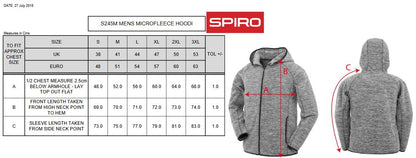 Spiro Fitness Mens Microfleece Hoodie | Lightweight Full Zip Hoodie | Grey Marl | S-3XL