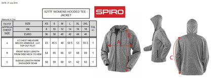 Spiro Fitness Ladies Hooded Tee-Jacket | Lightweight Full Zip Hoodie | Grey Marl | XS-2XL - Hoodie - Logo Free Clothing