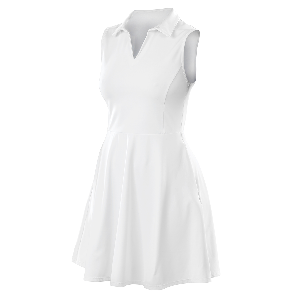 Spiro Recycled Ladies Fitness Dress in White, front view