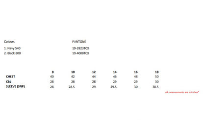 Size chart for the Regatta Hudson Ladies Fleece Lined Jacket