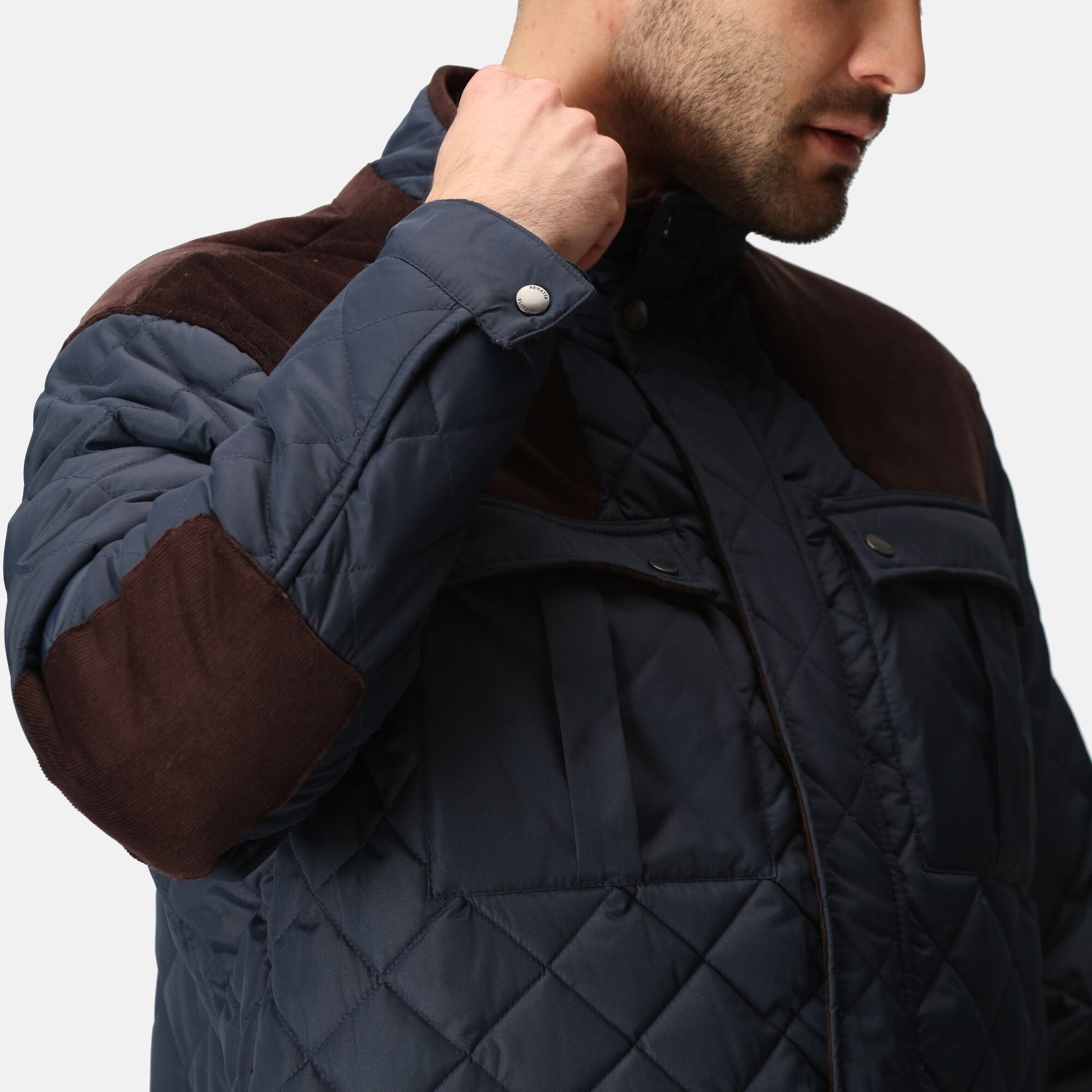 Regatta Padbury Mens Quilted Jacket | Showerproof | Corduroy Panels | 3 Colours | S-3XL - Summer Jacket - Logo Free Clothing