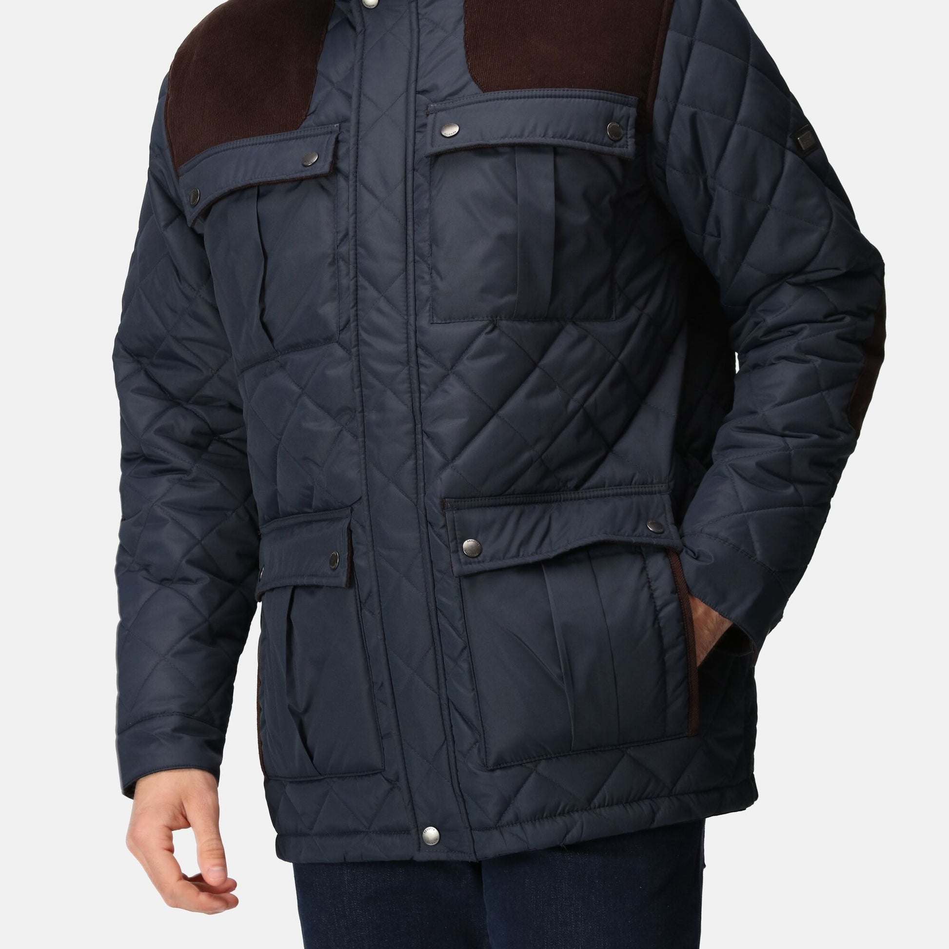 Regatta Padbury Mens Quilted Jacket | Showerproof | Corduroy Panels | 3 Colours | S-3XL - Summer Jacket - Logo Free Clothing