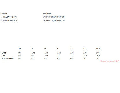 Size chart for the Regatta Ablaze Men's 3-Layer Softshell Jacket