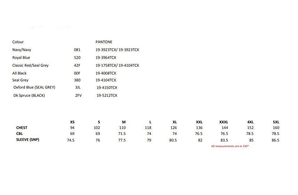 Size chart for the Regatta Uproar Men's 2-Layer Softshell Jacket