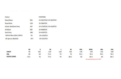 Size chart for the Regatta Uproar Men's 2-Layer Softshell Jacket