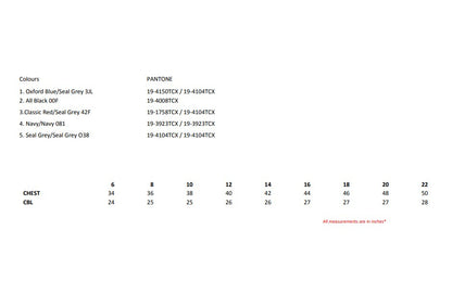 Size chart for the Regatta Uproar Ladies 2-Layer Softshell Jacket