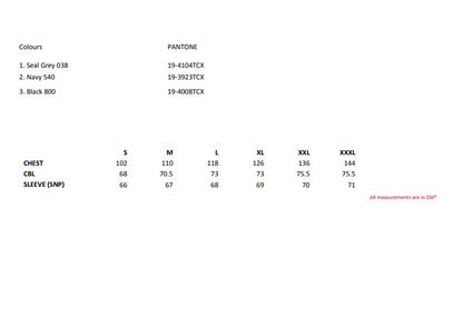 Size chart for the Regatta Sandstorm Men's Ripstop Softshell Jacket
