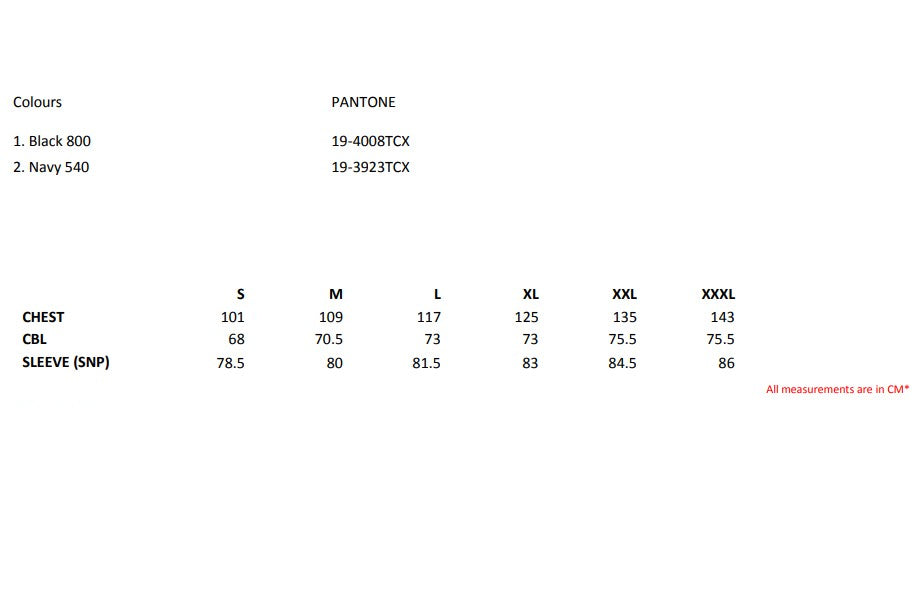 Size chart for the Regatta Apex Men's Waterproof Softshell Jacket