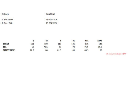 Size chart for the Regatta Apex Men's Waterproof Softshell Jacket