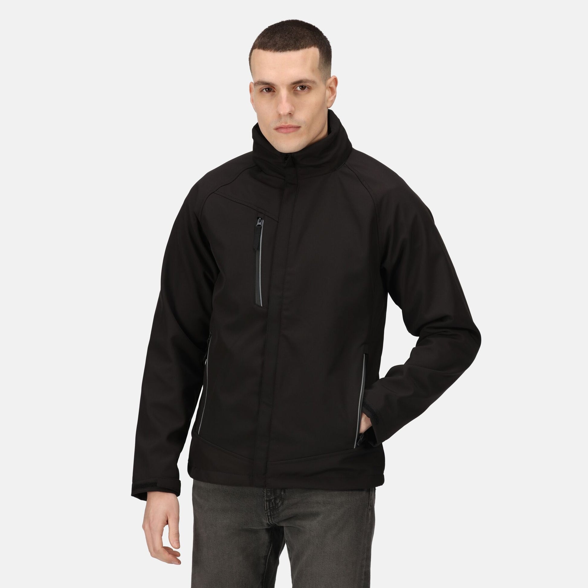 Regatta Apex Mens Waterproof Softshell Jacket | Hood | Breathable | Navy or Black | S-3XL - Winter Jacket - Logo Free Clothing