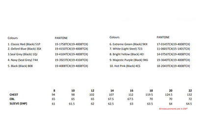 Size chart for the Regatta Octagon II Ladies 3-Layer Softshell Jacket