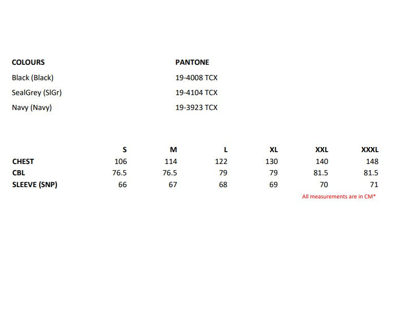 Size chart for the Regatta Erasmus Men's 4-In-1 Waterproof Softshell Jacket